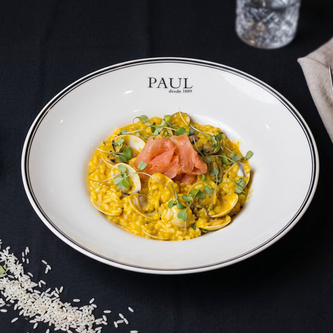 Risotto de almejas y salmón