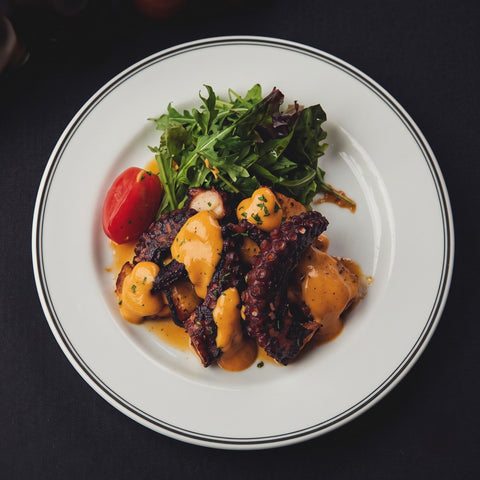 Poulpe grillé aux légumes