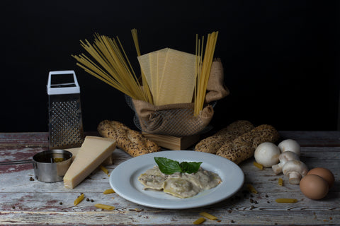 Raviolis hongos y ricotta